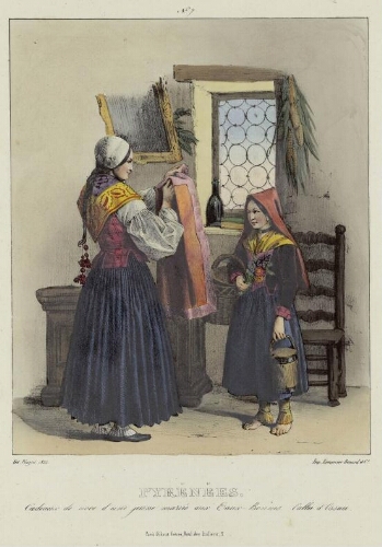 Costumes des Pyrénées N° 7 – Pyrénées : Cadeaux de noce d'une jeune mariée aux Eaux-Bonnes, Vallée d'Ossau