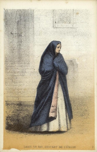 Album de Costumes Pyrénéens, 7 – Dame de Pau, sortant de l'église