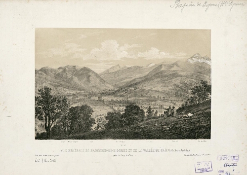 Vue générale de Bagnères-de-Bigorre et de la Vallée de Campan (Hautes-Pyrénées) (Prise du Camp de César) – N° 317