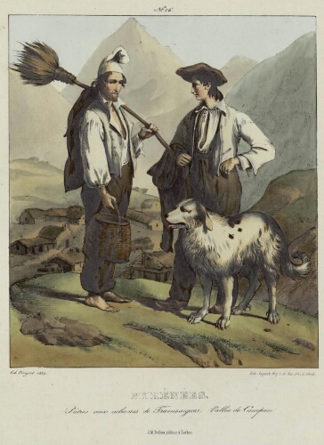 Costumes des Pyrénées N° 16 – Pyrénées : Pâtres aux cabanes de Tramzaigues, Vallée de Campan
